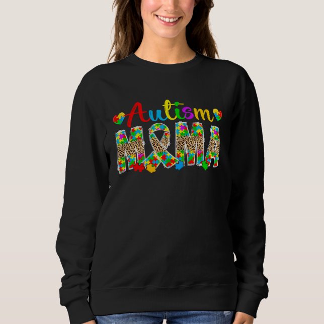 Autism Mama Leopard Autism Awareness Month Autism  T Shirt (Framsida)