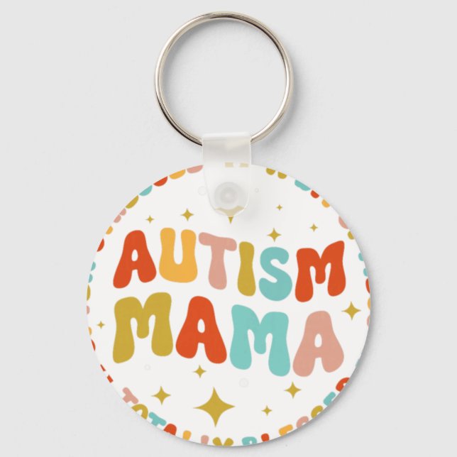 Autism Mama Often Stressed A Bit Of Mess Totally B Nyckelring (Framsida)