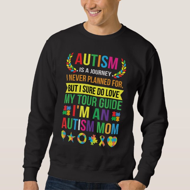 Autism Mamma Autism Awareness Autism är en resa Lång Ärmad Tröja (Framsida)