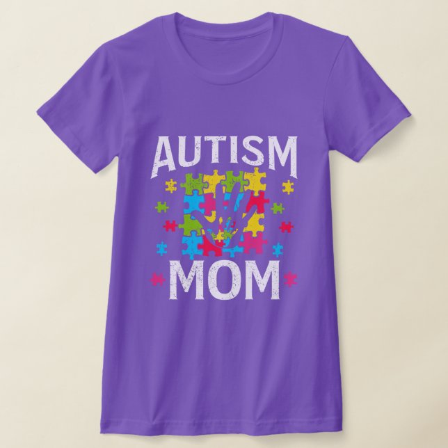 Autism Mamma - Autism Medvetenhet Present T Shirt (Laydown)