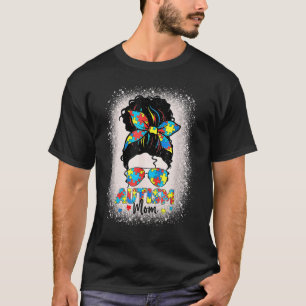 Autism Mamma Awareness Messy Bun Sunglasses Bandan T Shirt