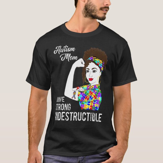 Autism Mamma Band Medvetenhet T Shirt (Framsida)