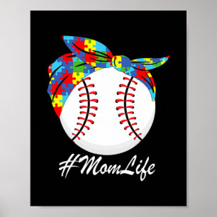 Autism Mamma Baseball Messy Bun Autism - medvetand Poster