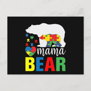 Autism Mamma Bear Inbjudan Vykort