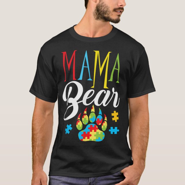 Autism Mamma Bear Tass Puzzle Biet Barnkvinnor Aut T Shirt (Framsida)
