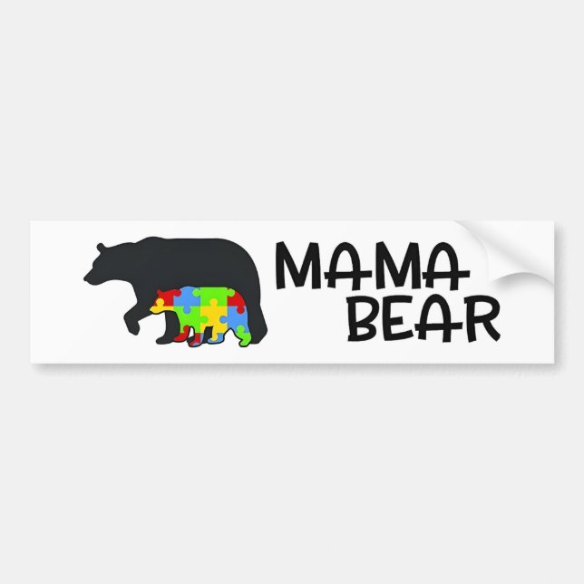 Autism Mamma Bear Vinyl Decal Sticker - Car Lastbi Bildekal (Framsidan)