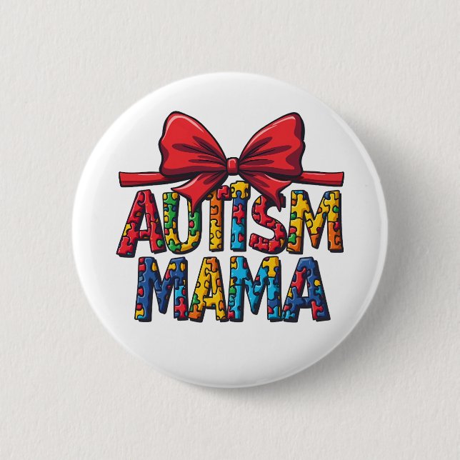 Autism Mamma Bow Coquette Mamma Autism Awareness Knapp (Framsida)
