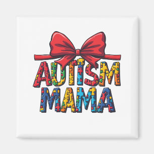 Autism Mamma Bow Coquette Mamma Autism Awareness Magnet