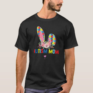 Autism Mamma Bunny med blommor Glad påsk puzzle T Shirt
