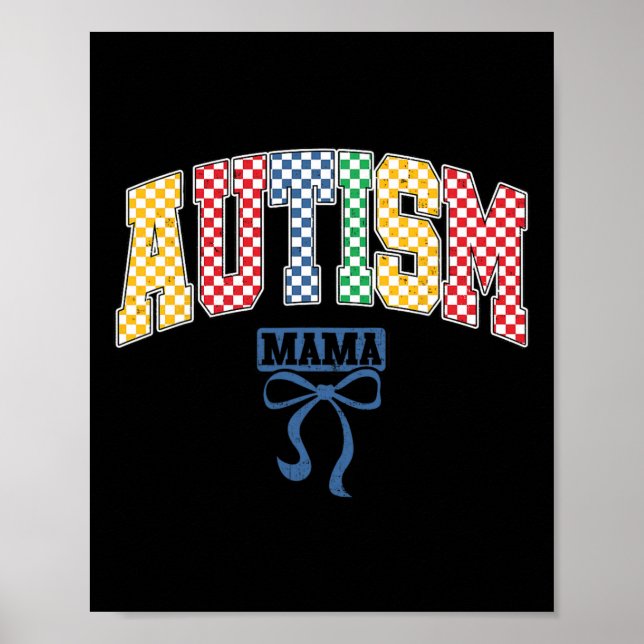 Autism Mamma Coquette Bow Autism Awareness Cute Poster (Framsidan)