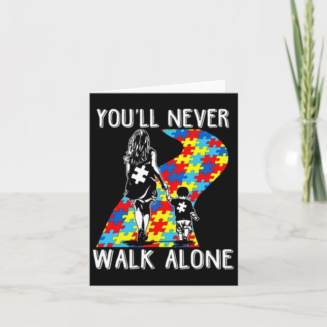 Autism Mamma Du kommer aldrig att gå i ensamens su Kort (Framsida)