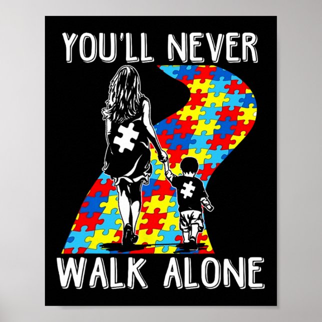 Autism Mamma Du kommer aldrig att gå i ensamens su Poster (Framsidan)