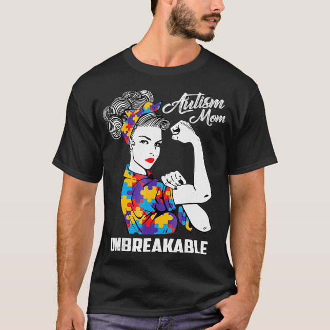 Autism Mamma - ej brytbar utmärkelse för autism  T Shirt (Framsida)