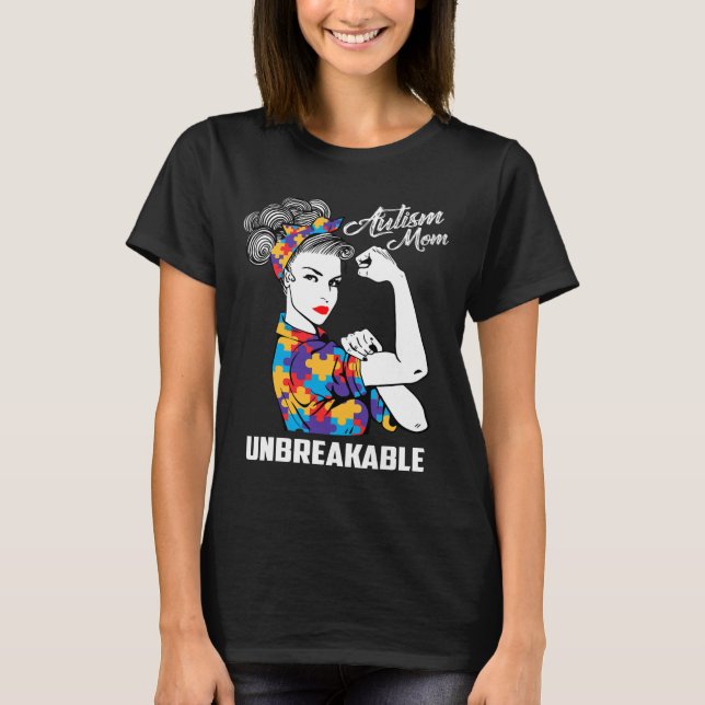Autism Mamma - ej brytbar utmärkelse för autism T Shirt (Framsida)