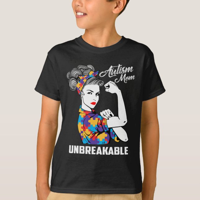 Autism Mamma - ej brytbar utmärkelse för autism T Shirt (Framsida)