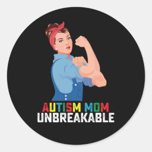 Autism Mamma - en oslagbar, stolt autistisk familj Runt Klistermärke