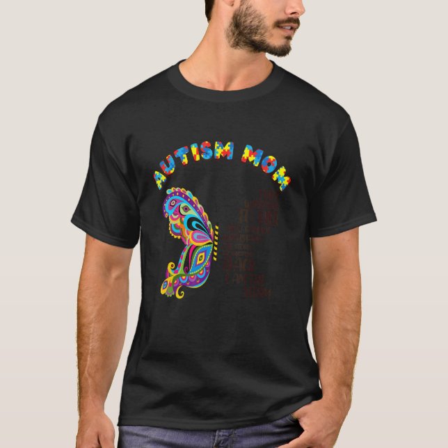 Autism Mamma Fjäril Hon Är Storm Autism Accept T Shirt (Framsida)