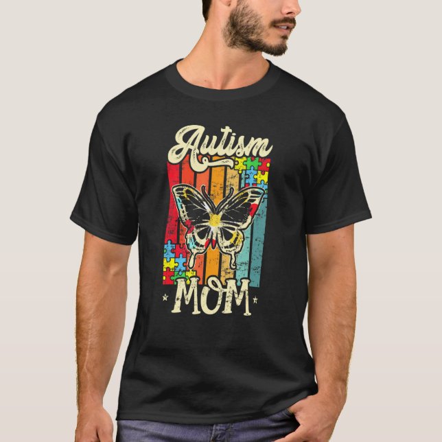 Autism Mamma Fjäril T Shirt (Framsida)