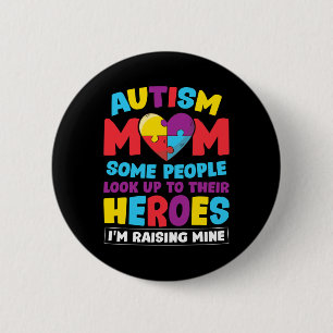Autism Mamma folk tittar upp på sina hjältar och h Knapp