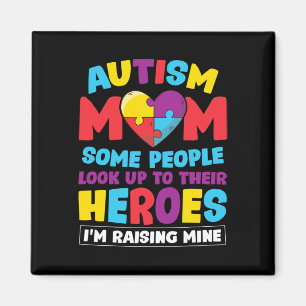 Autism Mamma folk tittar upp på sina hjältar och h Magnet