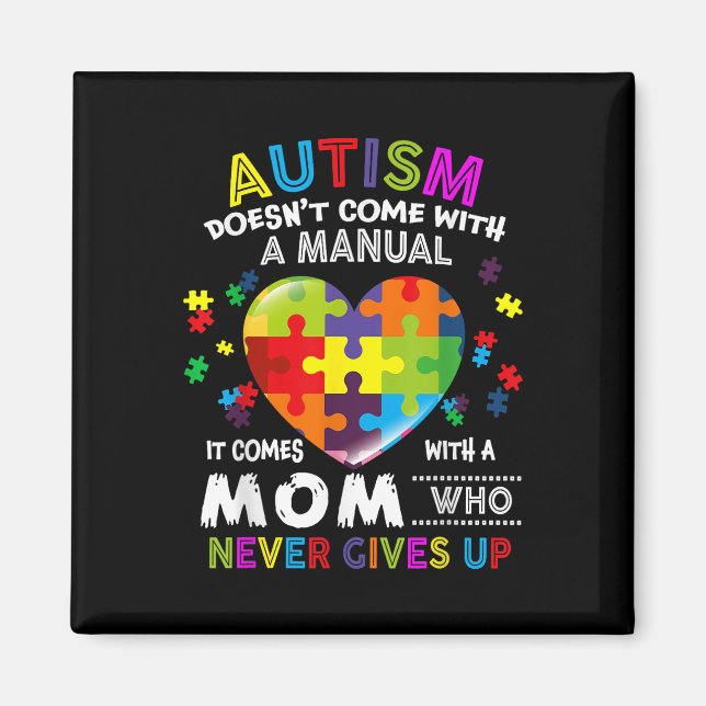 Autism Mamma ger Kom med en manuell kvinnoautism Magnet (Framsidan)