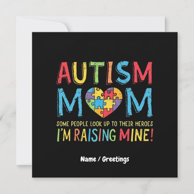 Autism Mamma ger några människor som vaknar upp si Inbjudningar (Framsida)
