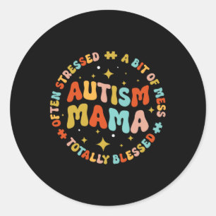 Autism Mamma Groovy Autism Awareness Inspiration Runt Klistermärke
