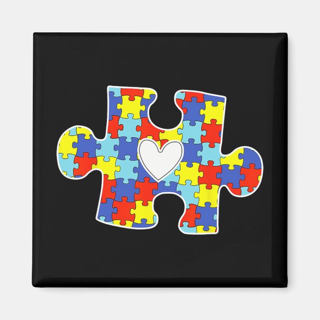 Autism Mamma Heart Puzzle Biet Autism Awareness Te Magnet (Framsidan)