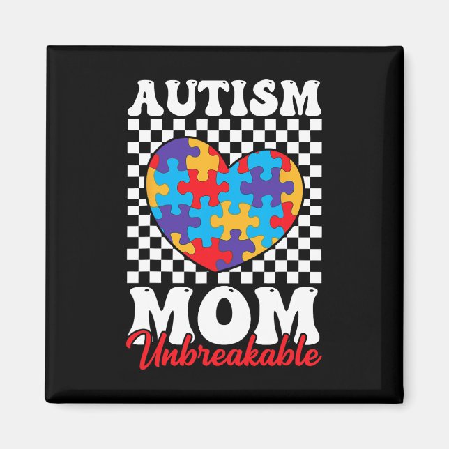 Autism Mamma Heart Puzzle Mor Son Autism Awarenes Magnet (Framsidan)