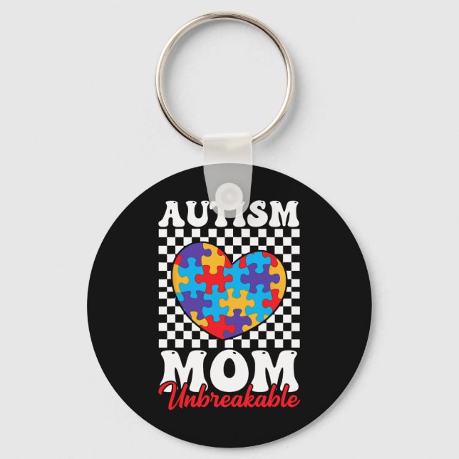 Autism Mamma Heart Puzzle Mor Son Autism Awarenes Nyckelring (Framsida)