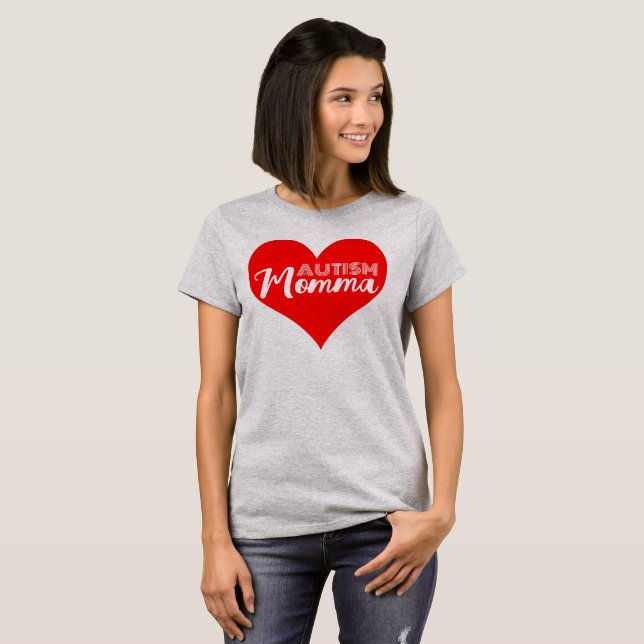 autism, mamma hjärta t shirt (Hel framsida)