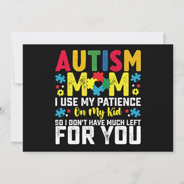 Autism Mamma i Använda Mitt tålamod på min Kid-med Inbjudningar (Framsida)