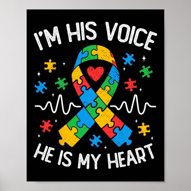 Autism Mamma.. Jag är hans röst.. han är min hjärt Poster (Framsidan)