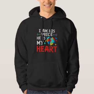 Autism Mamma, jag är hans röst, han är mitt hjärta Hoodie