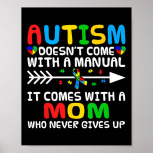 Autism Mamma Komar inte med en manuell autism Medv Poster
