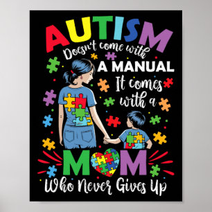 Autism Mamma Komar inte med en manuell autism Medv Poster