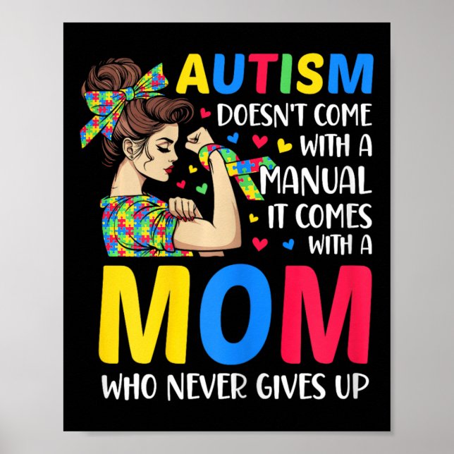 Autism Mamma Komar inte med manuell autism Mamma G Poster (Framsidan)