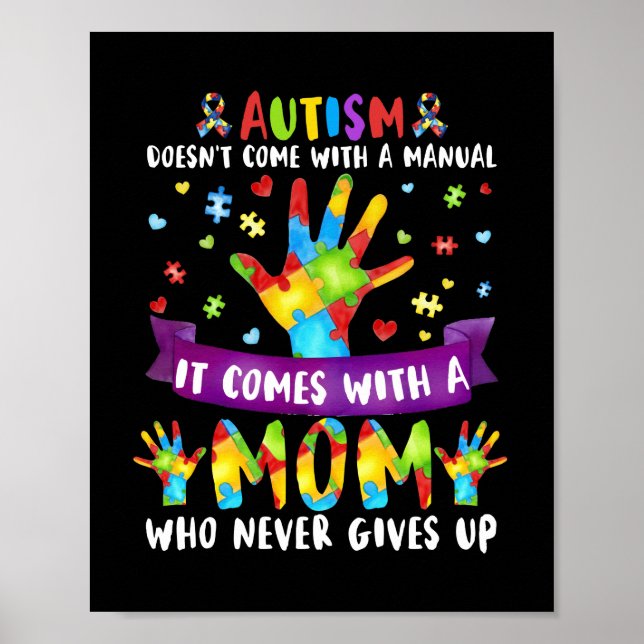 Autism Mamma Komar inte med manuell kvinnoautism Poster (Framsidan)
