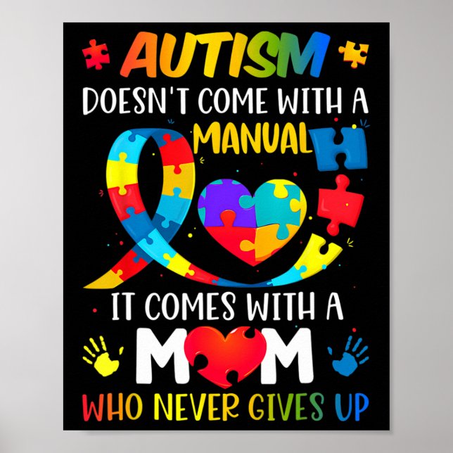 Autism Mamma Komar inte med manuell kvinnoautism Poster (Framsidan)