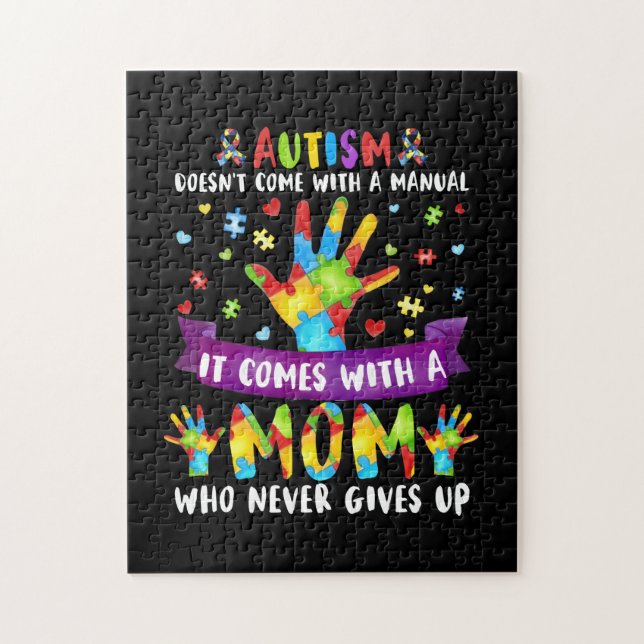 Autism Mamma Komar inte med manuell kvinnoautism Pussel (Vertikal)
