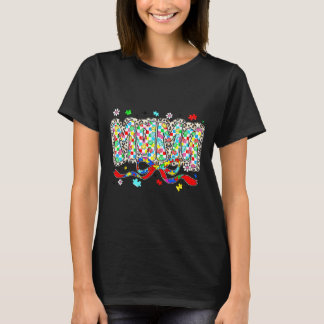 Autism mamma leopard rutig pusselbit båge t shirt