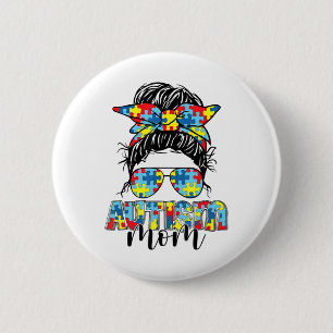 Autism Mamma Life Messy Bun Sunglasses Bandana Mot Knapp