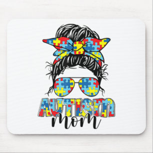 Autism Mamma Life Messy Bun Sunglasses Bandana Mot Musmatta