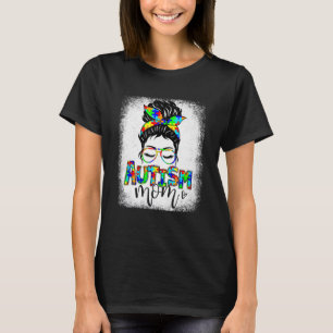Autism Mamma Life Messy Bun Sunglasses Bandana Mot T Shirt