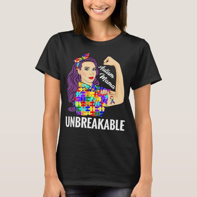 Autism Mamma Mamma Awareness Autistic Puzzle Delar T Shirt (Framsida)