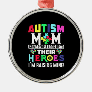 Autism Mamma Min son är Hero Autism Awareness Cos Julgransprydnad Metall
