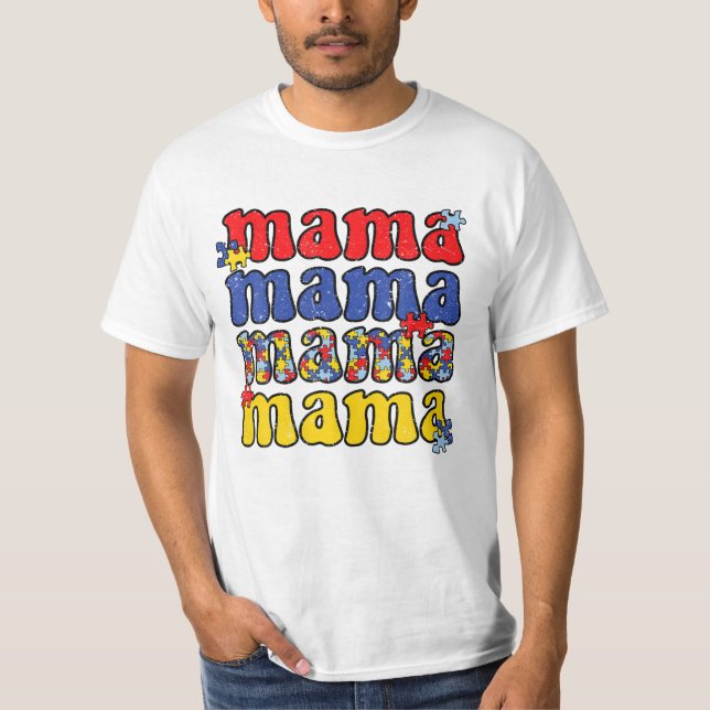 Autism Mamma Mor Autism T Shirt (Framsida)