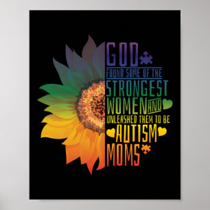 Autism Mamma Mor Mamma Gud Starast kvinnor blommar Poster