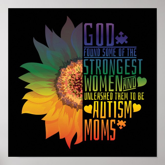 Autism Mamma Mor Mamma Gud Starast kvinnor blommar Poster (Framsidan)