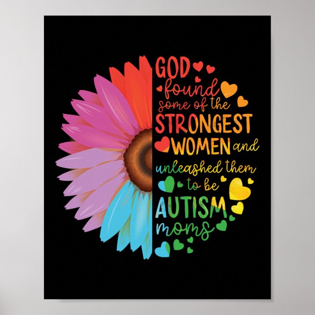 Autism Mamma Mor Mamma Gud Starast kvinnor blommar Poster (Framsidan)